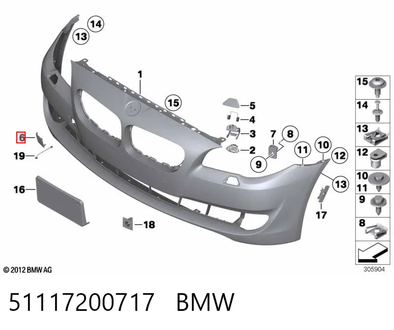 51117200717 BMW Передняя заглушка бампера буксировочного крюка