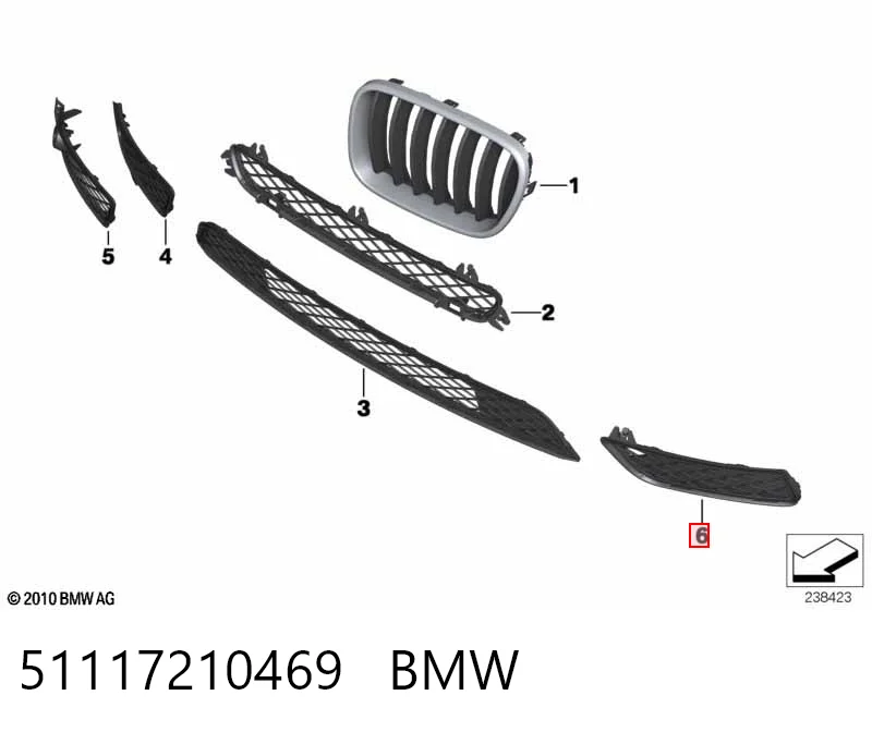 51117210469 BMW Решетка бампера переднего левая