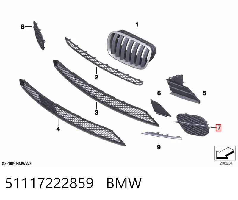 51117222859 BMW Заглушка противотуманок, левая