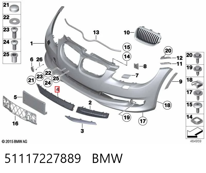 51117227889 BMW Центральная решетка переднего бампера