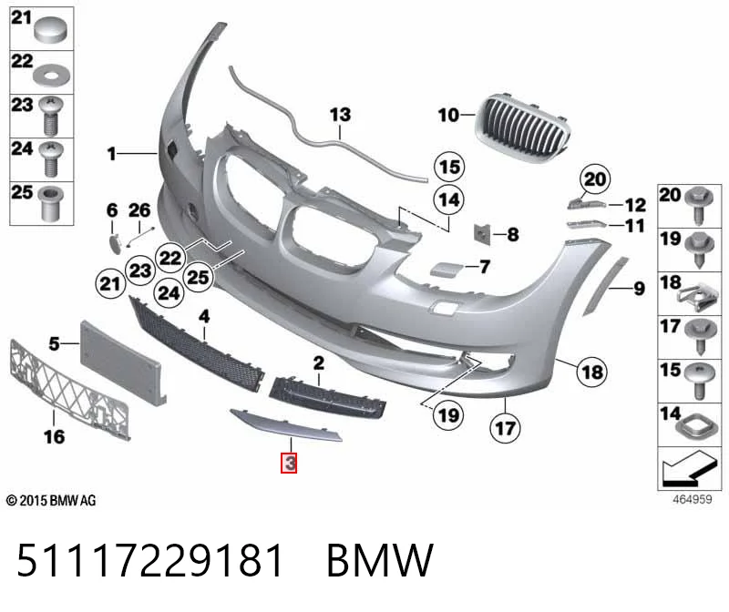 51117229181 BMW Молдинг решетки радиатора левый