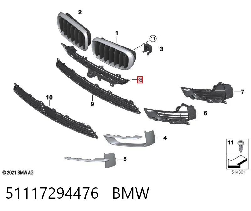 1425910 FPS Решетка бампера переднего верхняя