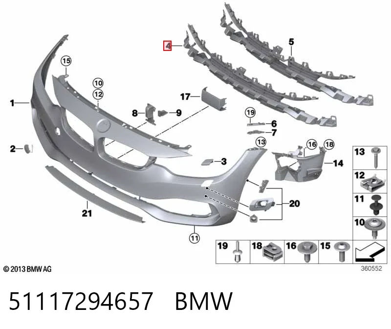 51117294657 BMW Центральная решетка переднего бампера