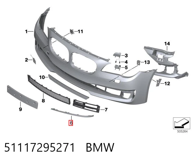 51117295271 BMW Передний левый клык бампера