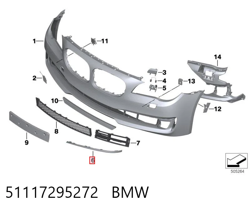 51117295272 BMW Передний правый клык бампера