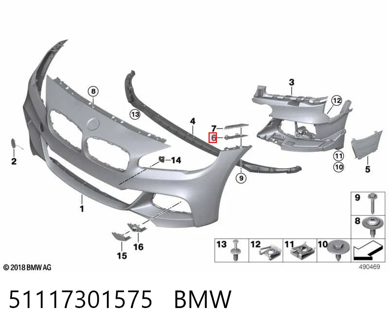 51117301575 BMW Кронштейн бампера переднего