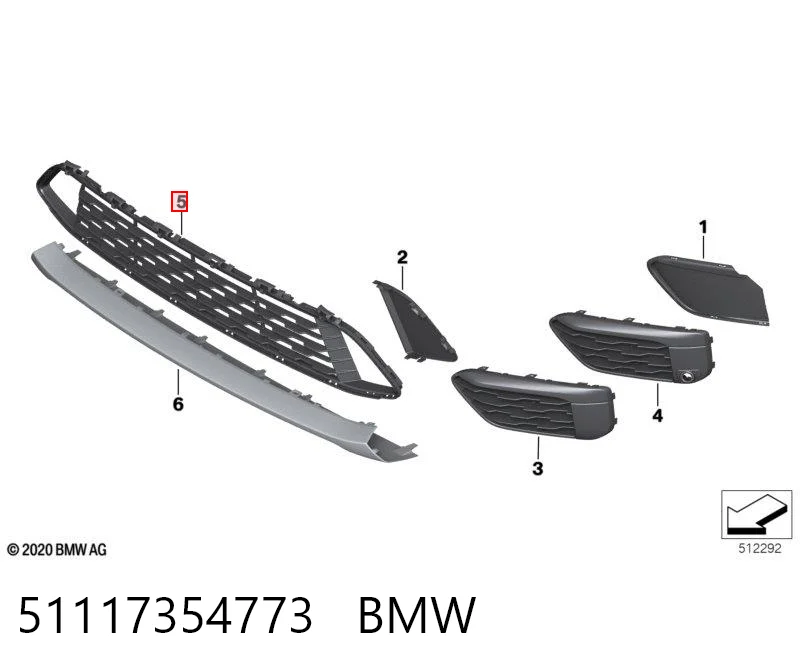 51117354773 BMW Центральная решетка переднего бампера