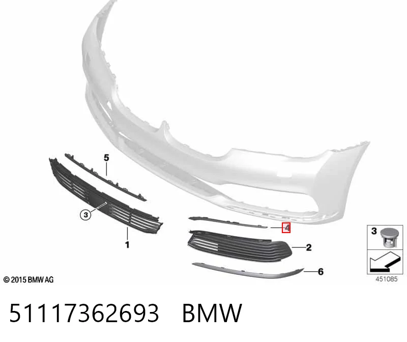 51117362693 BMW Молдинг решетки переднего бампера, левый
