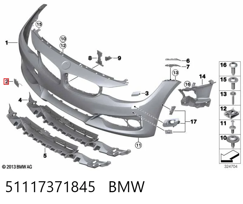 51117371845 BMW Передняя заглушка бампера буксировочного крюка