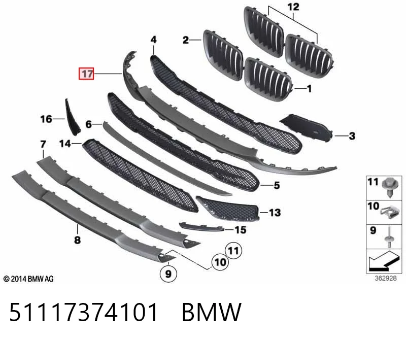 51117374101 BMW Губа переднего бампера
