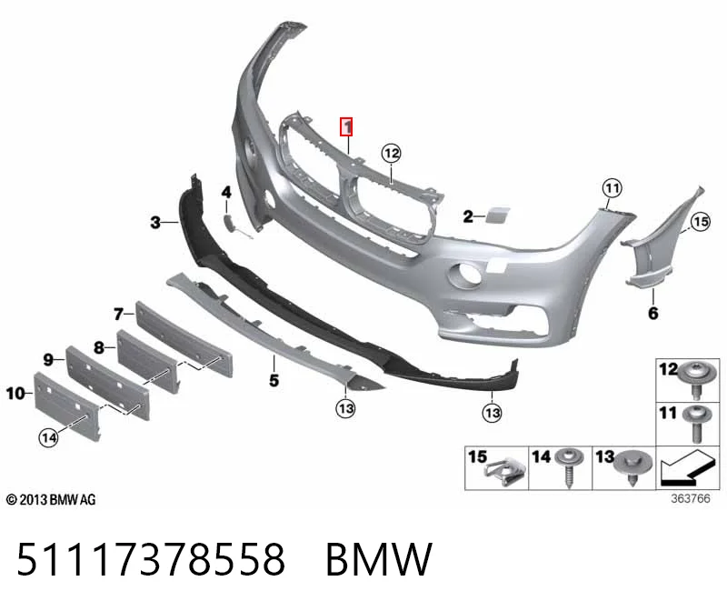 51117378558 BMW Бампер передний в сборе