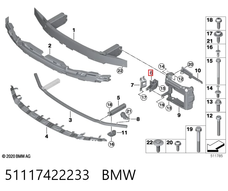 51117422233 BMW Направляющая переднего бампера