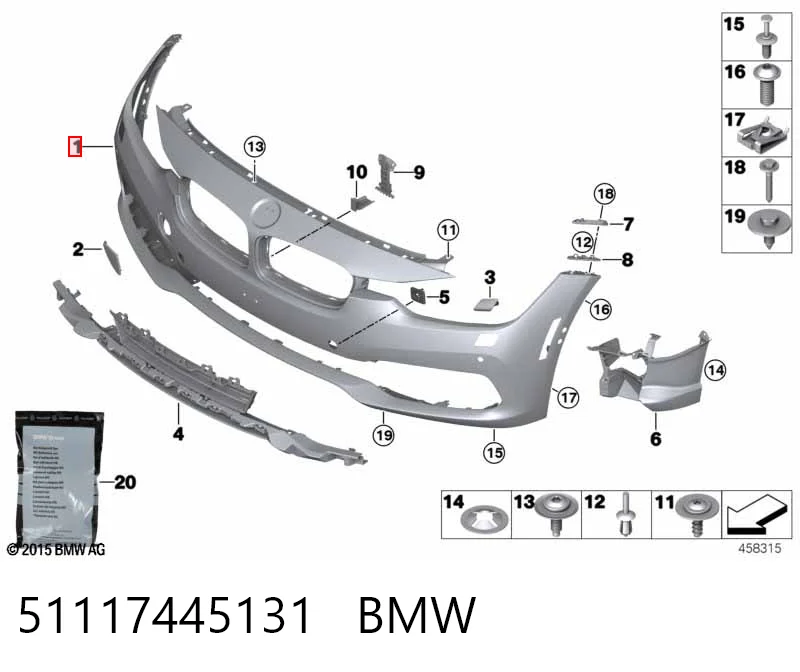51117445131 BMW Бампер передний в сборе