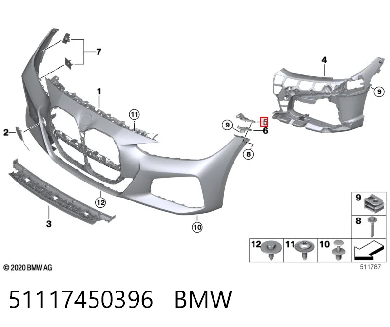 51117450396 BMW Направляющая переднего бампера правая