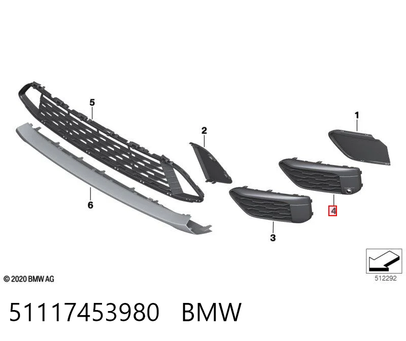 51117453980 BMW Правая решетка переднего бампера