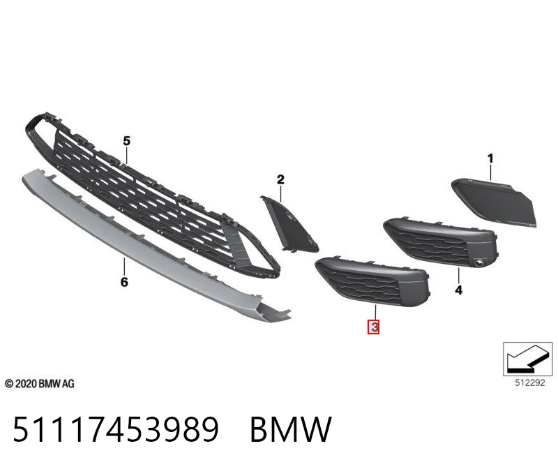 51117453989 BMW Решетка бампера переднего левая