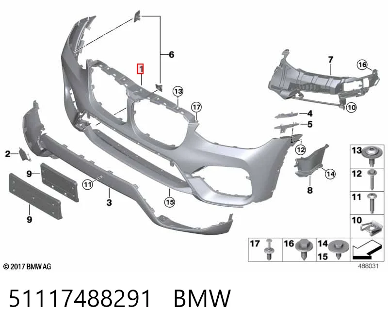 51117488291 BMW Бампер передний в сборе