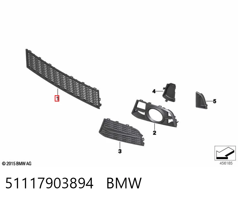 Центральная решетка переднего бампера на BMW 5  F10