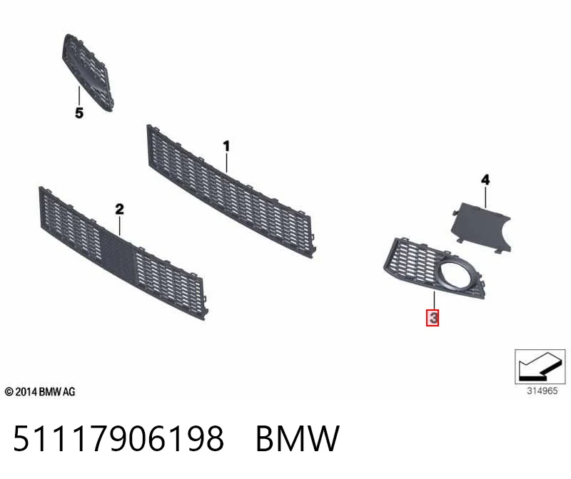 51117906198 BMW Заглушка ПТФ бампера переднего правая