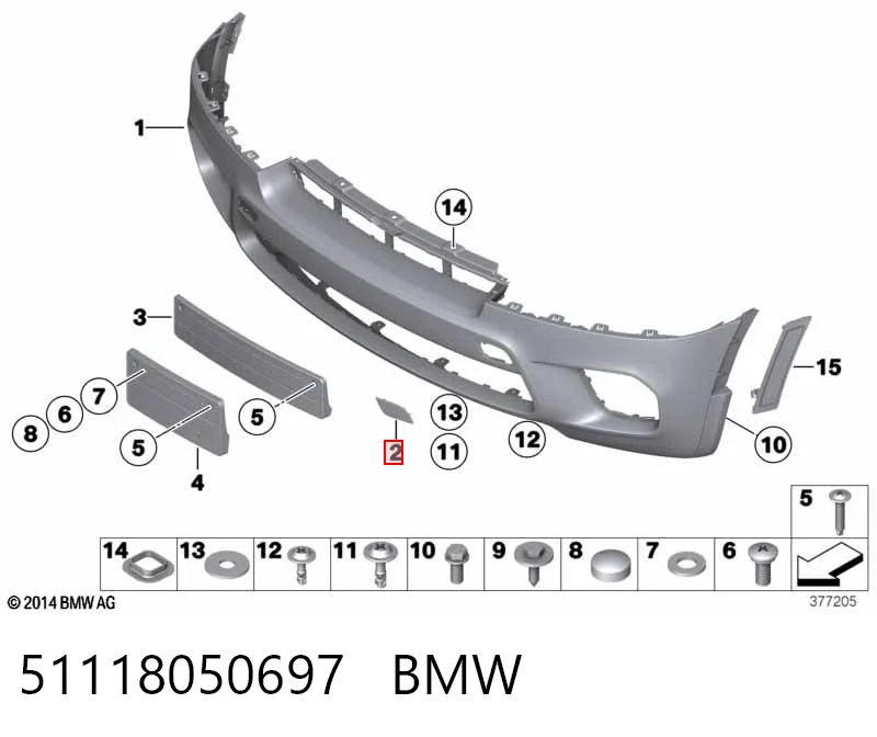 51118050697 BMW Передняя заглушка бампера буксировочного крюка