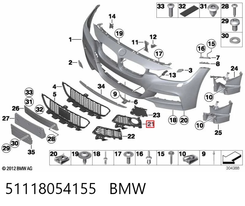 51118054155 BMW Заглушка противотуманок, левая