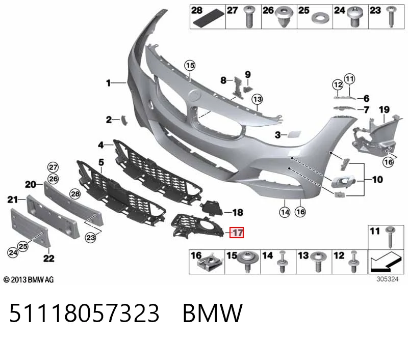 51118057323 BMW Заглушка противотуманок, левая