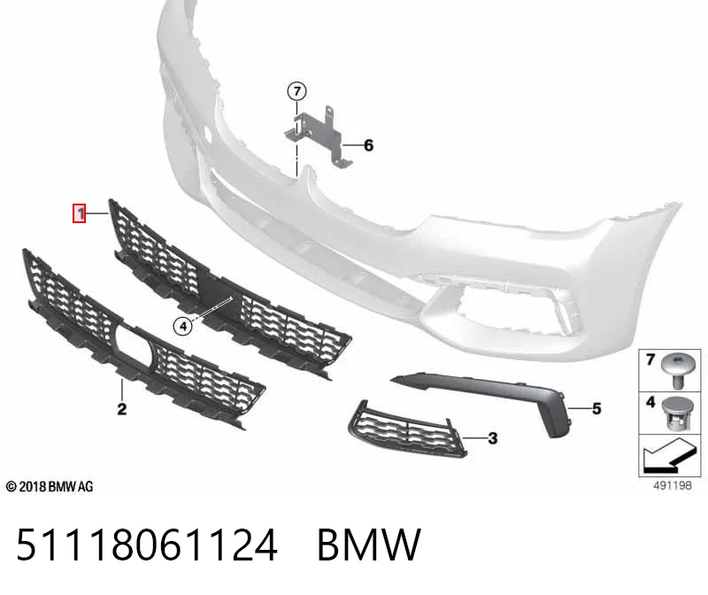 51118061124 BMW Центральная решетка переднего бампера