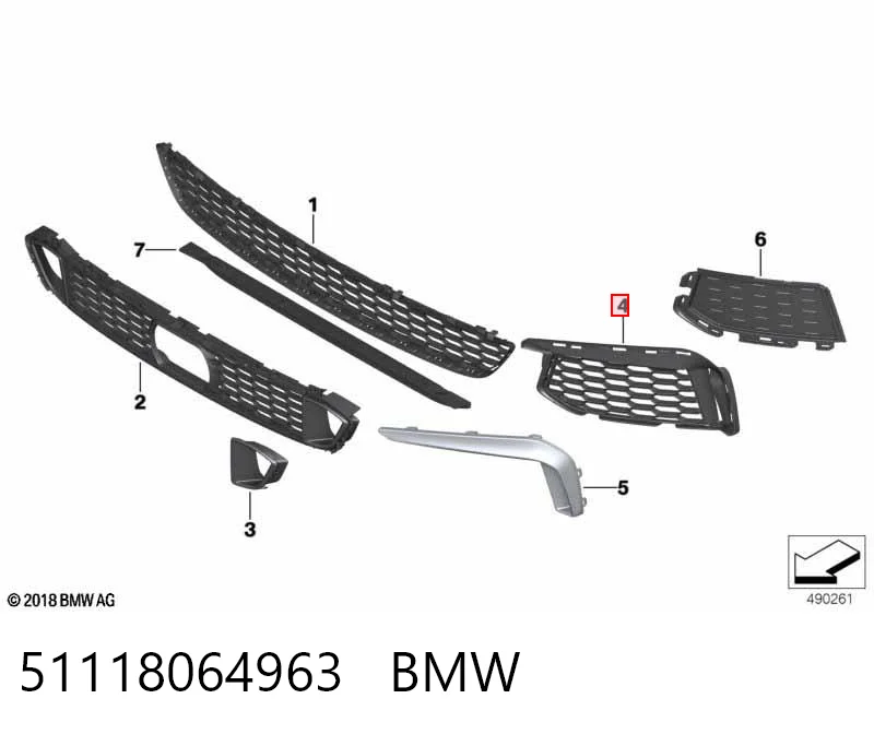 51118064963 BMW Решетка бампера переднего левая