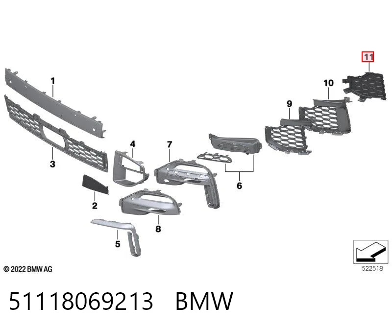 51118069213 BMW Решетка бампера переднего левая