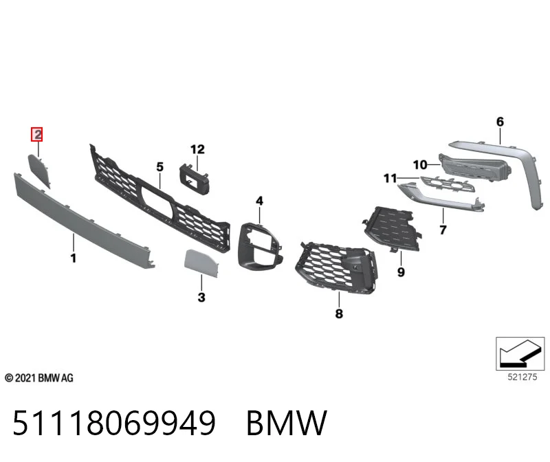 51118069949 BMW Передняя заглушка бампера буксировочного крюка