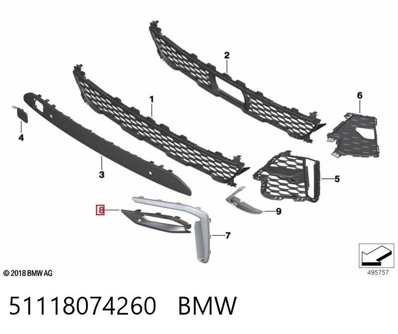 51118074260 BMW Ободок (окантовка) фары противотуманной правой