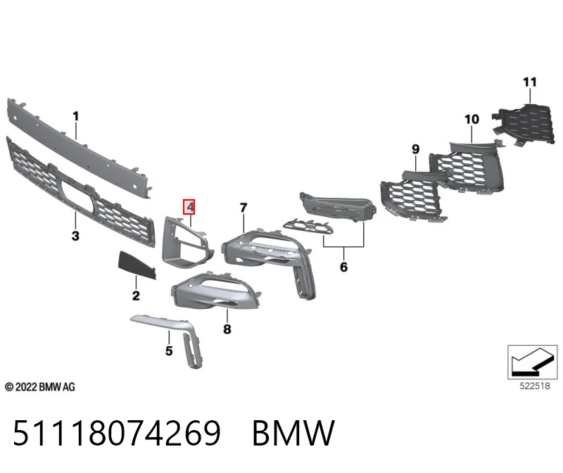 51118074269 BMW Передний левый клык бампера