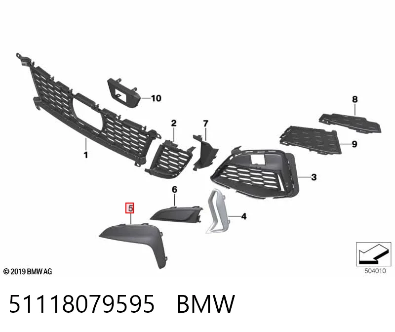 51118079595 BMW Молдинг бампера переднего левый