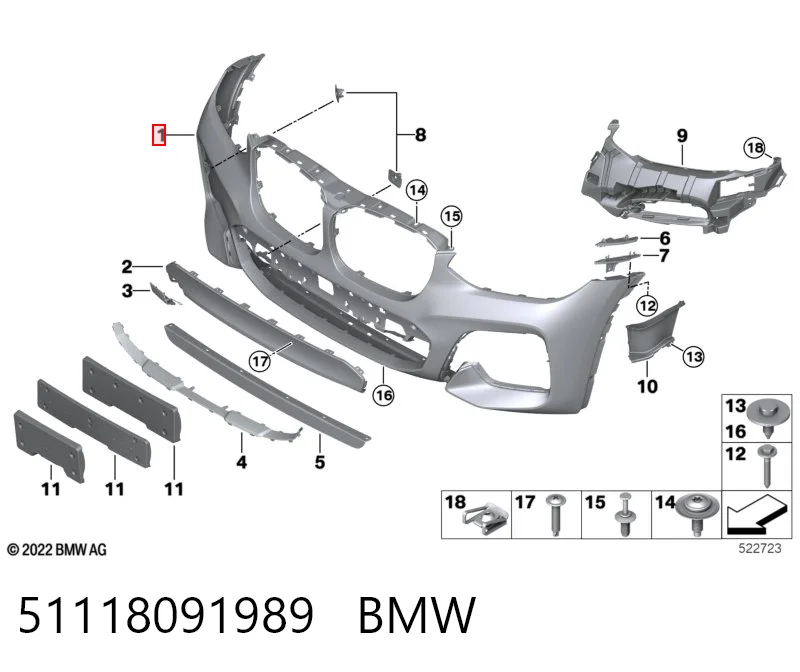 51118091989 BMW Бампер передний в сборе