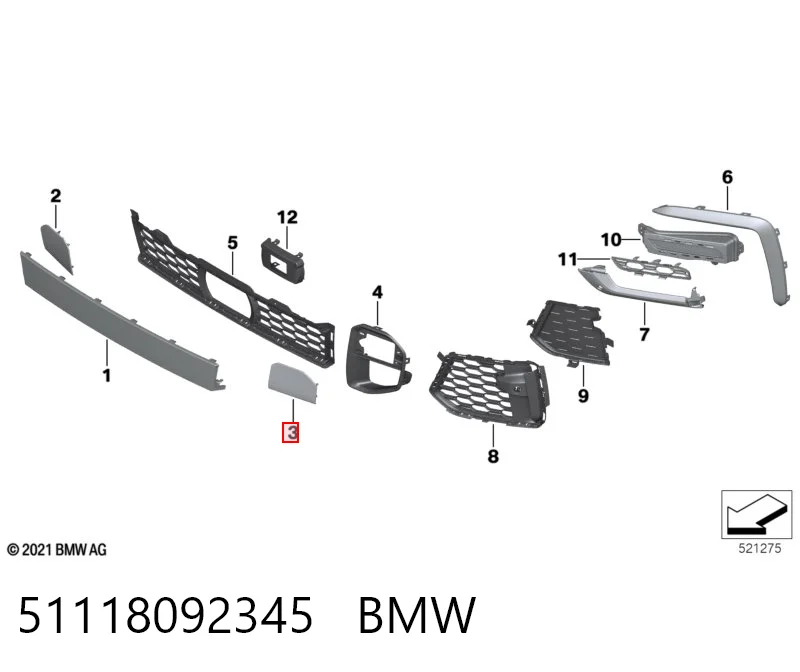 51118092345 BMW Заглушка бампера буксировочного крюка передняя левая