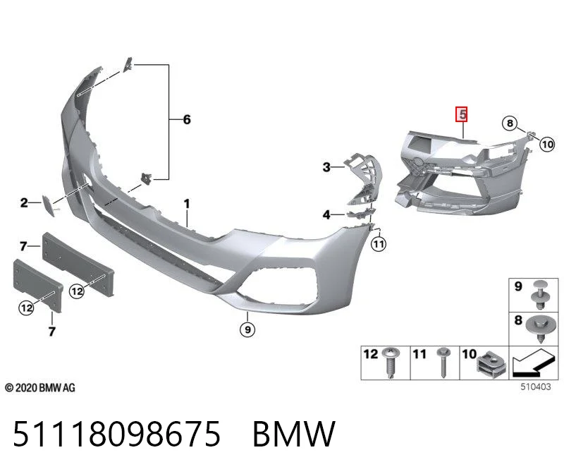51118098675 BMW Кронштейн крепления противотуманной фары, левой