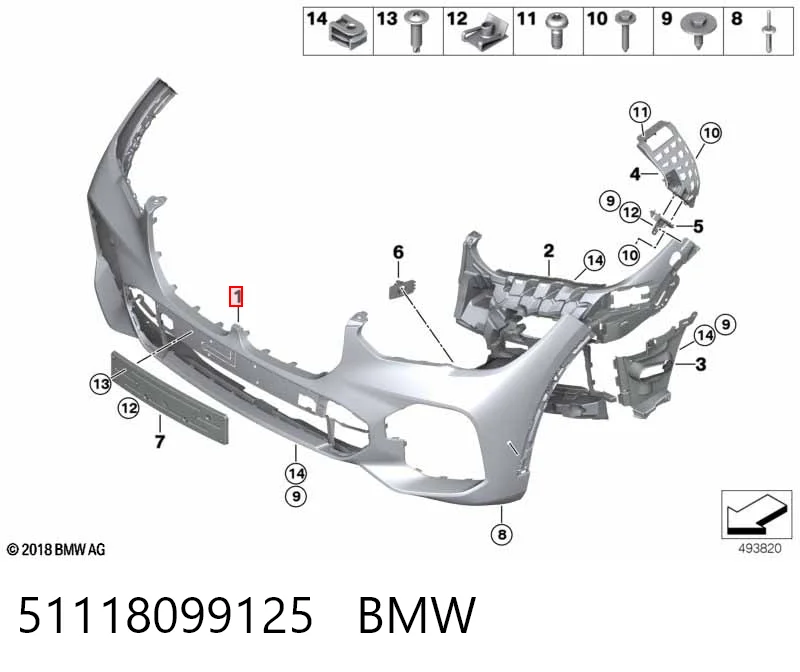 51118099125 BMW Бампер передний в сборе