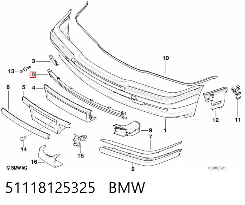 Центральная решетка переднего бампера на BMW 7  E38