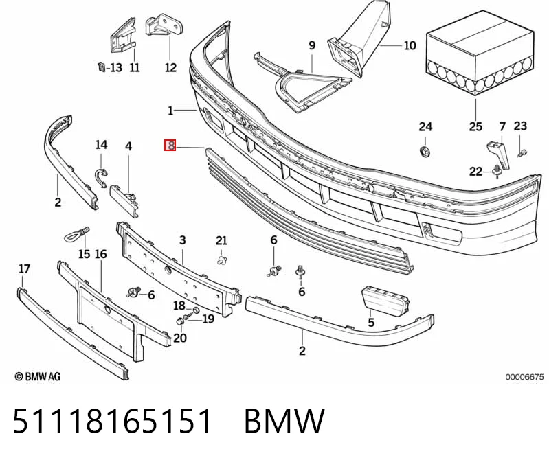 Центральная решетка переднего бампера на BMW 3  E36