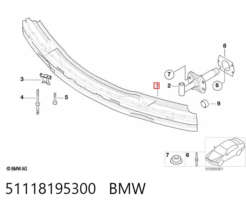 Шина бампера переднего BMW 3 седан (E46) (1998 - 2005) цена, от 38.59 USD
