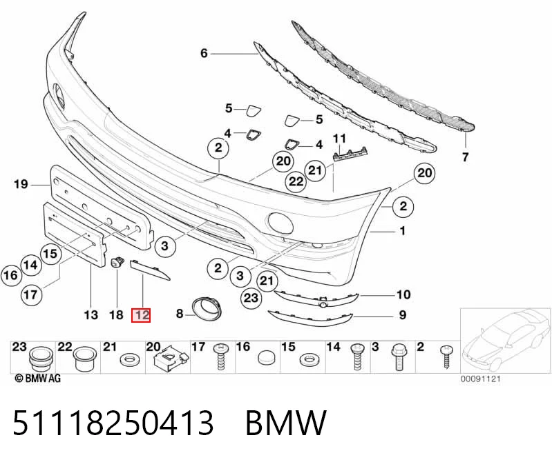 51118250413 BMW Заглушка бампера буксировочного крюка передняя левая