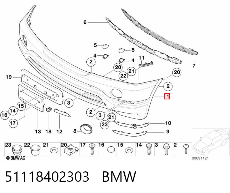 51118402303 BMW Бампер передний в сборе