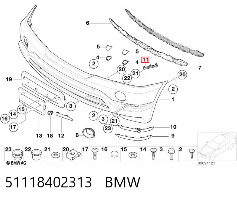 Кронштейн бампера переднего на BMW X5  E53
