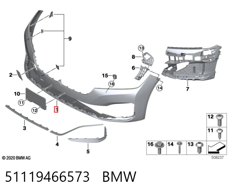 51119466573 BMW Бампер передний в сборе