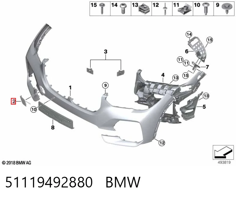 51119492880 BMW Передняя заглушка бампера буксировочного крюка