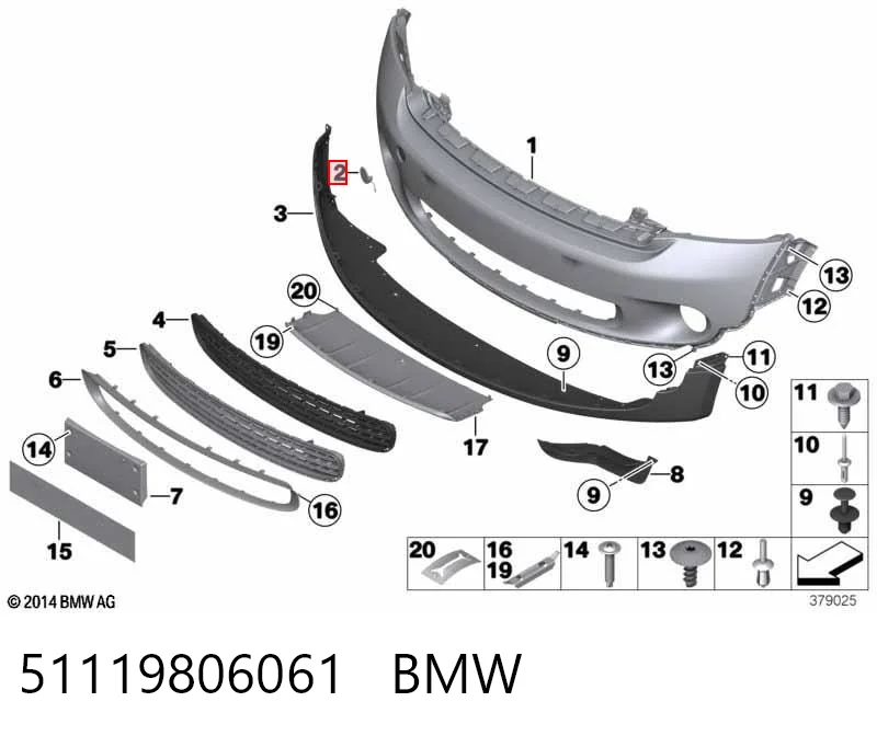 51119806061 BMW Передняя заглушка бампера буксировочного крюка