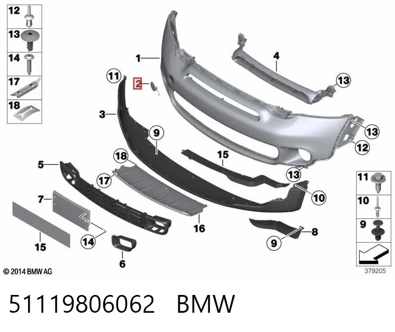 51119806062 BMW Передняя заглушка бампера буксировочного крюка