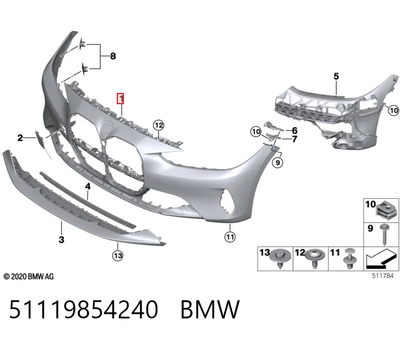 51119854240 BMW Бампер передний в сборе