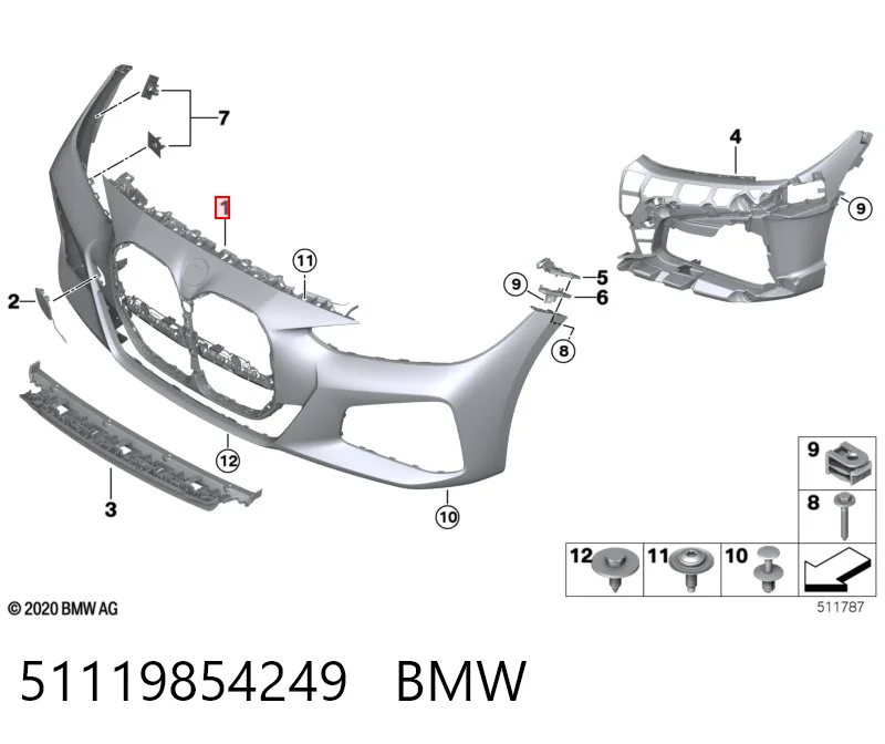 51119854249 BMW Бампер передний в сборе