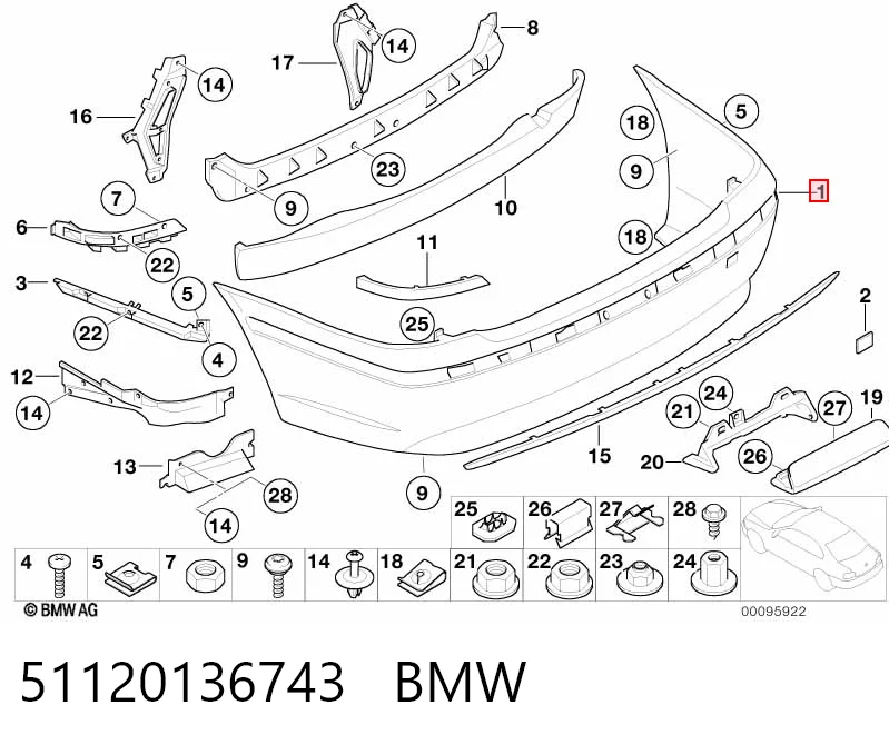 Задний бампер на BMW 7  E65, E66, E67